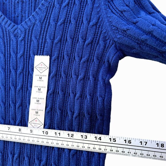 St. John's Bay - women’s V Neck Long Sleeve Pullover Sweater - Blue - Medium - Picture 4 of 12